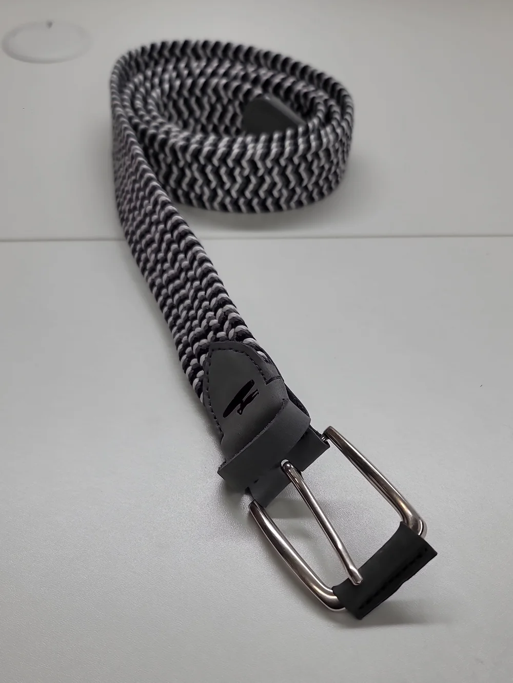 Johnnie-O Men's Braided Stretch Cotton Belt - Black, White And Gray Size XXL